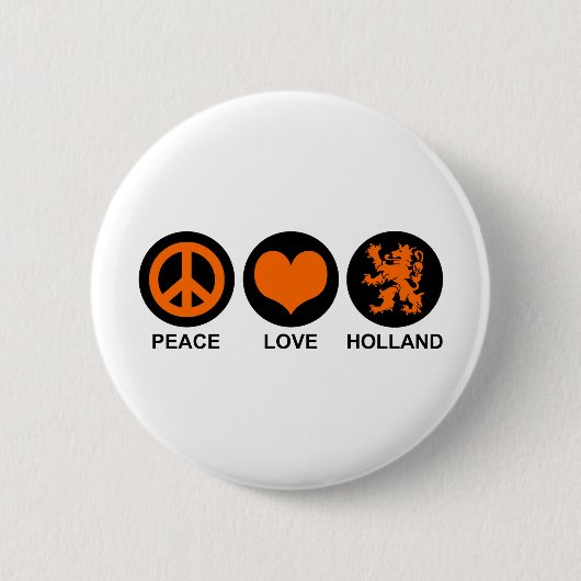 Peace Love Holland Ronde Button 5,7 Cm (Voorkant)