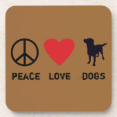 Peace Love-honden Bier Onderzetter (Voorkant)