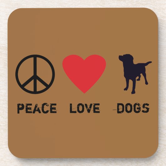Peace Love-honden Bier Onderzetter (Voorkant)