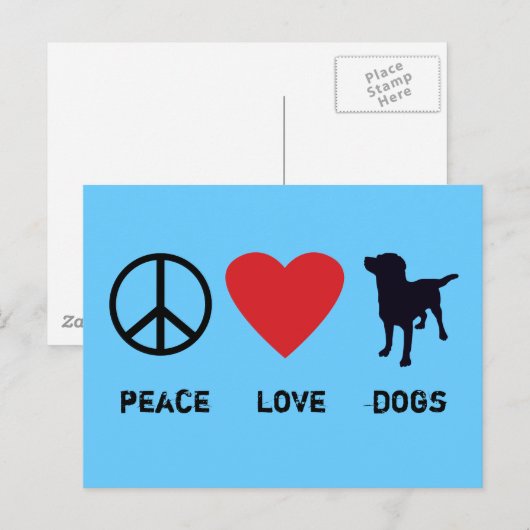 Peace Love-honden Briefkaart (Voorkant / Achterkant)