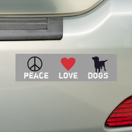 Peace Love-honden Bumpersticker (Op auto)