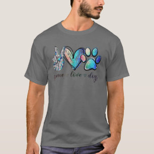 Peace Love-honden Dog Paw-Hondenliefhebbers T-shirt