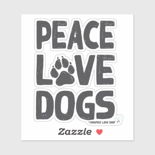Peace Love-honden © GraphicLoveShop Sticker (Vel)