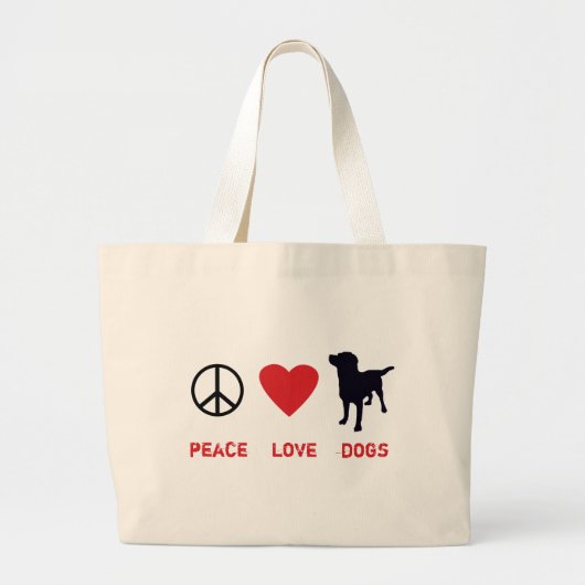 Peace Love-honden Grote Tote Bag (Voorkant)