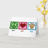 Peace Love-honden Kaart (Gele Bloem)