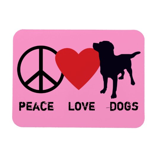 Peace Love-honden Magneet (Horizontaal)