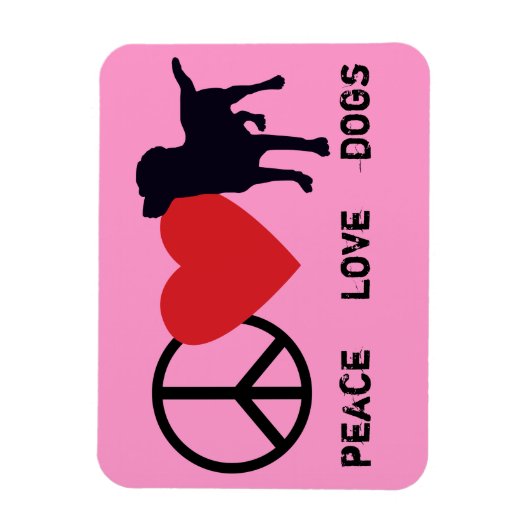 Peace Love-honden Magneet (Verticaal)