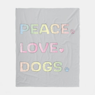 Peace Love-honden met Paw Print en Heart Fleece Deken
