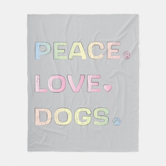 Peace Love-honden met Paw Print en Heart Fleece Deken (Voorkant)