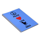 Peace Love-honden Notitieboek (Rechterzijde)