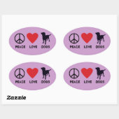 Peace Love-honden Ovale Sticker (Vel)