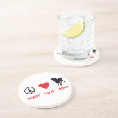 Peace Love-honden Zandsteen Onderzetter (Zijkant)