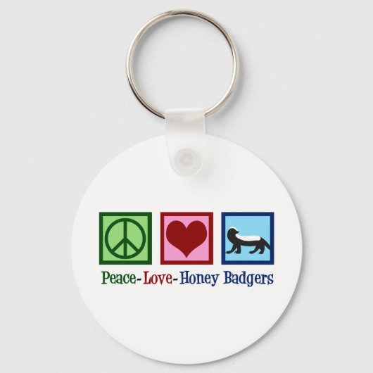 Peace Love Honey Badgers Sleutelhanger (Voorkant)