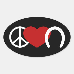 Peace-Love-Hoof Ovale Sticker