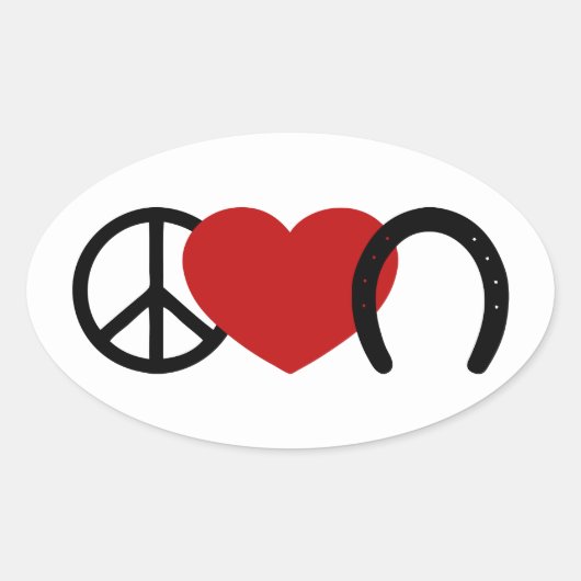 Peace-Love-Hoof Ovale Sticker (Voorkant)