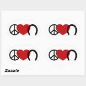 Peace-Love-Hoof Ovale Sticker (Vel)