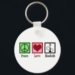 Peace Love Hookah Bar Sleutelhanger<br><div class="desc">Peace Love Hookah. Een gave van een coole haak bar met een vredesteken,  hart en pijp.</div>