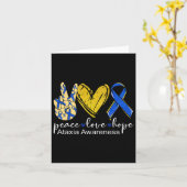 Peace Love Hope Ataxia Awareness Blue Ribbon Kaart (Gele Bloem)
