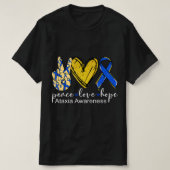 Peace Love Hope Ataxia Awareness Shirt Blue Ribbon (Design voorkant)