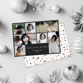 Peace Love Hope Black Photo Kerstfeestdag Card Feestdagenkaart