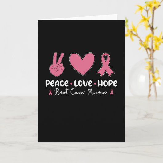 Peace Love Hope Borstkanker Bewustzijn Overlevende Kaart (Gele Bloem)