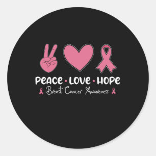 Peace Love Hope Borstkanker Bewustzijn Overlevende Ronde Sticker