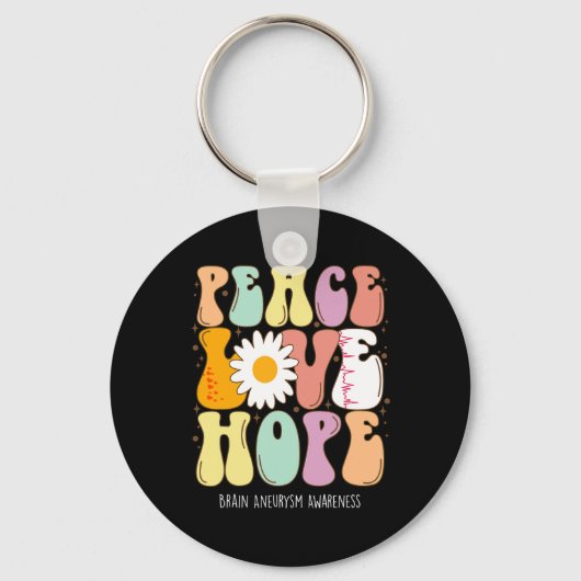 Peace Love Hope Brain Aneurysm Awareness Gift Sleutelhanger (Voorkant)