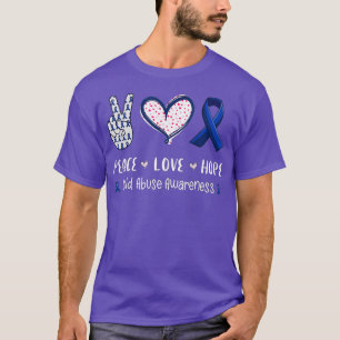 Peace Love hope child misbruikt man met lint T-shirt
