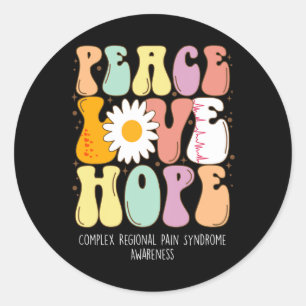 Peace Love Hope Complex Regionaal Pijnsyndroom CRP Ronde Sticker