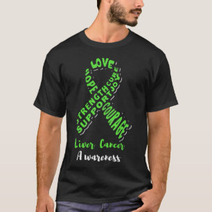 Peace Love Hope Cure Leverkanker Bewustzijn Groen T-shirt