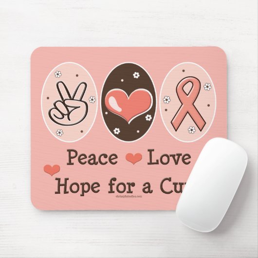 Peace Love Hope Cure Mousepad Muismat (Met muis)