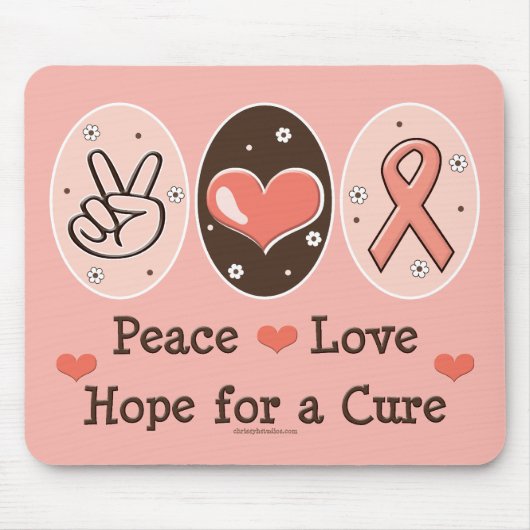 Peace Love Hope Cure Mousepad Muismat (Voorkant)