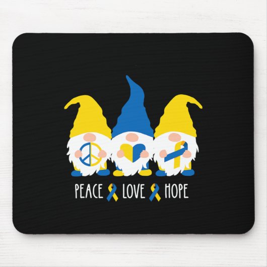 Peace Love Hope Cute Gnomen Down Syndrome Awarenes Muismat (Voorkant)