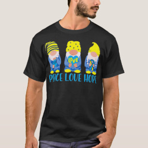 Peace Love Hope Cute Gnomen Down Syndrome Awarenes T-shirt