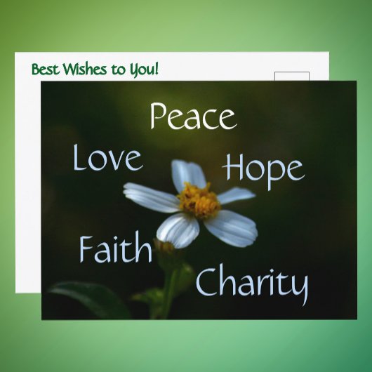 Peace Love Hope Faith Charity Daisy Floral Briefkaart