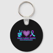 Peace Love Hope Happy Suicide Prevention Awareness Sleutelhanger (Voorkant)
