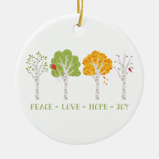 Peace Love Hope Joy Keramisch Ornament (Voorkant)