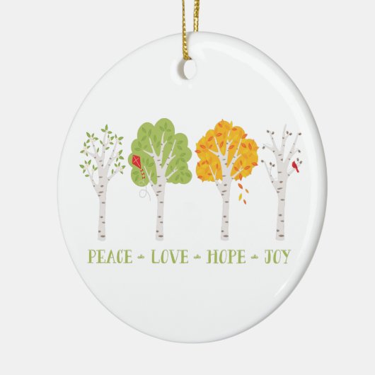 Peace Love Hope Joy Keramisch Ornament (Links)