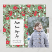 Peace Love Hope Joy-kerstfotokaart Feestdagenkaart (Voorkant / Achterkant)