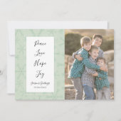 Peace Love Hope Joy-kerstfotokaart Feestdagenkaart (Voorkant)