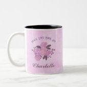 Peace Love Hope Joy voegt Jouw naam Roses toe Tweekleurige Koffiemok (Links)