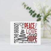 Peace Love Hope kerst Holiday Diabetes Feestdagenkaart (Staand voorkant)