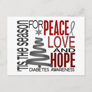 Peace Love Hope kerst Holiday Diabetes Feestdagenkaart