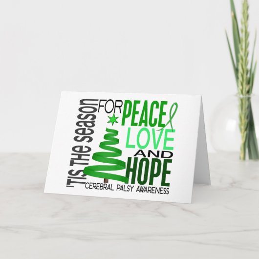 Peace Love Hope kerstfeestdag Cerebral Palsy Feestdagen Kaart (Voorkant)