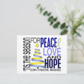 Peace Love Hope kerstfeestdag down Syndrome Feestdagenkaart (Staand voorkant)