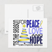 Peace Love Hope kerstfeestdag down Syndrome Feestdagenkaart (Voorkant / Achterkant)