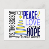 Peace Love Hope kerstfeestdag down Syndrome Feestdagenkaart (Voorkant)