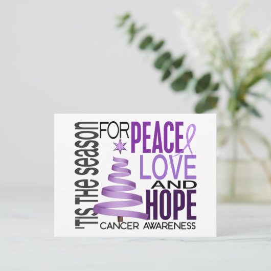 Peace Love Hope kerstfeestdag kanker Feestdagenkaart (Staand voorkant)