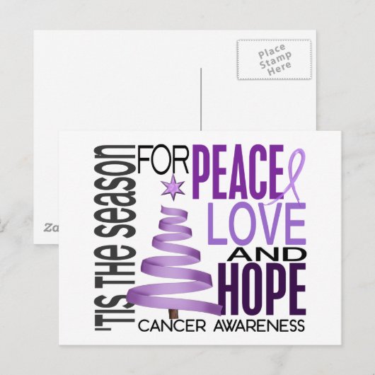 Peace Love Hope kerstfeestdag kanker Feestdagenkaart (Voorkant / Achterkant)