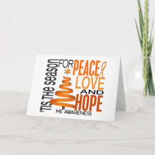 Peace Love Hope kerstfeestdag MS Feestdagen Kaart